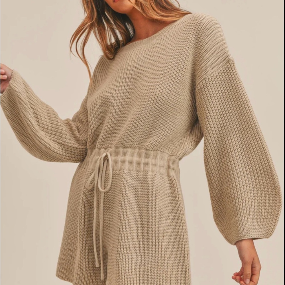 MARBLE Taupe Knit romper